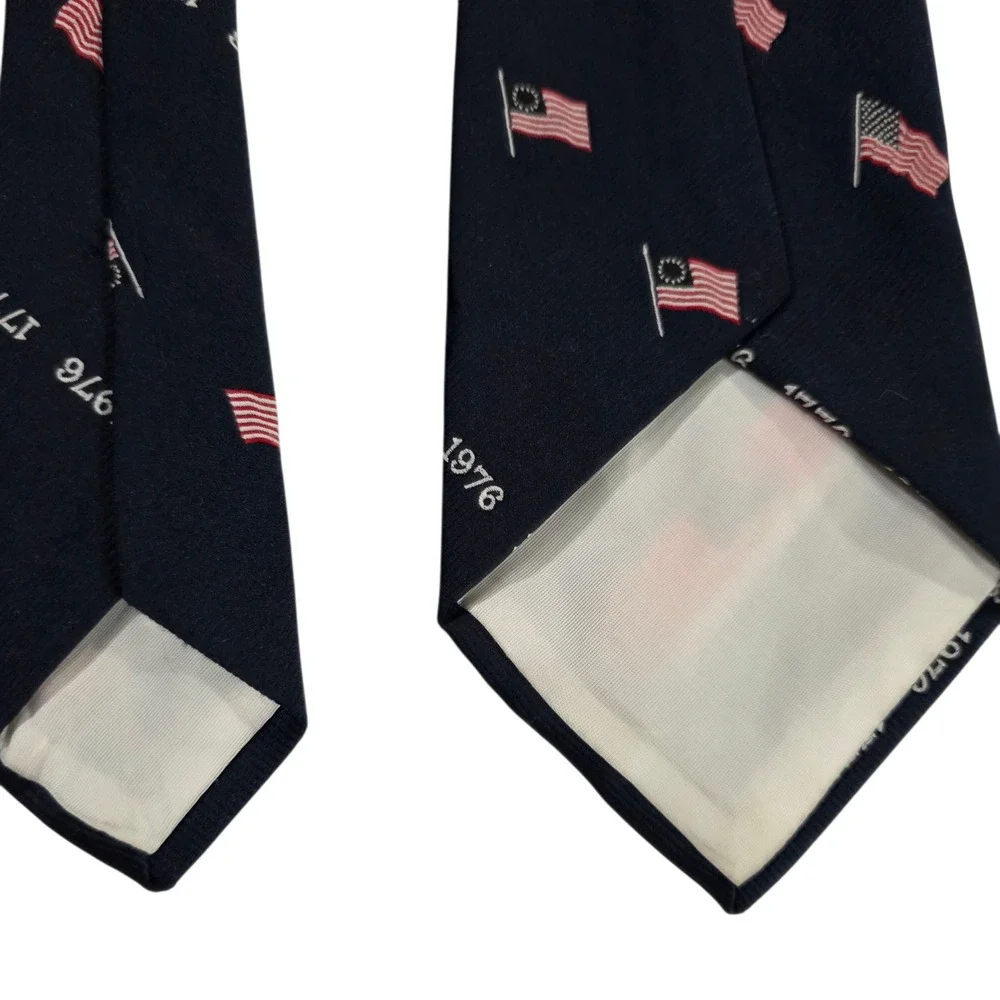 Mister G Mens Necktie Navy Blue Polyester‎ American Flag Knit Patriotic Novelty